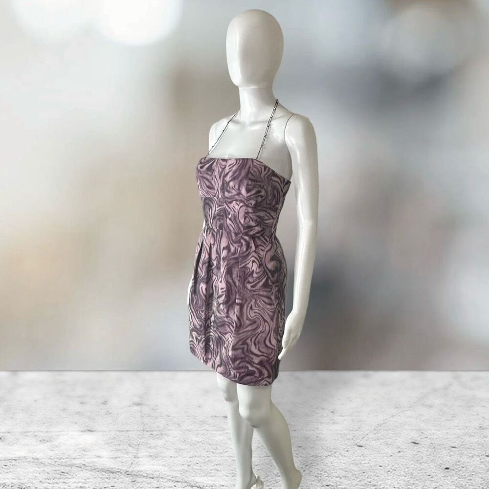 BCBG Trippy Print Removable Straps Purple Minidress Sz 2 Dead stock MSRP $248